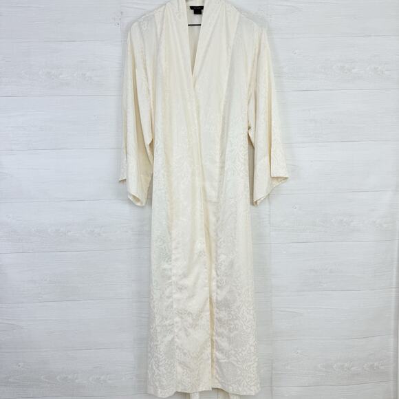 Natori Jacquard‎ Satin Womens Robe Size Medium Ivory Kimono Belted Sleepwear - Picture 12 of 16